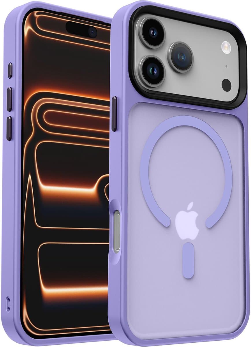 Hoesje Geschikt voor iPhone 17 Pro - Compatibel met MagSafe / Qi2 - Matte Beschermhoes - Back Cover met Magneet - Paars