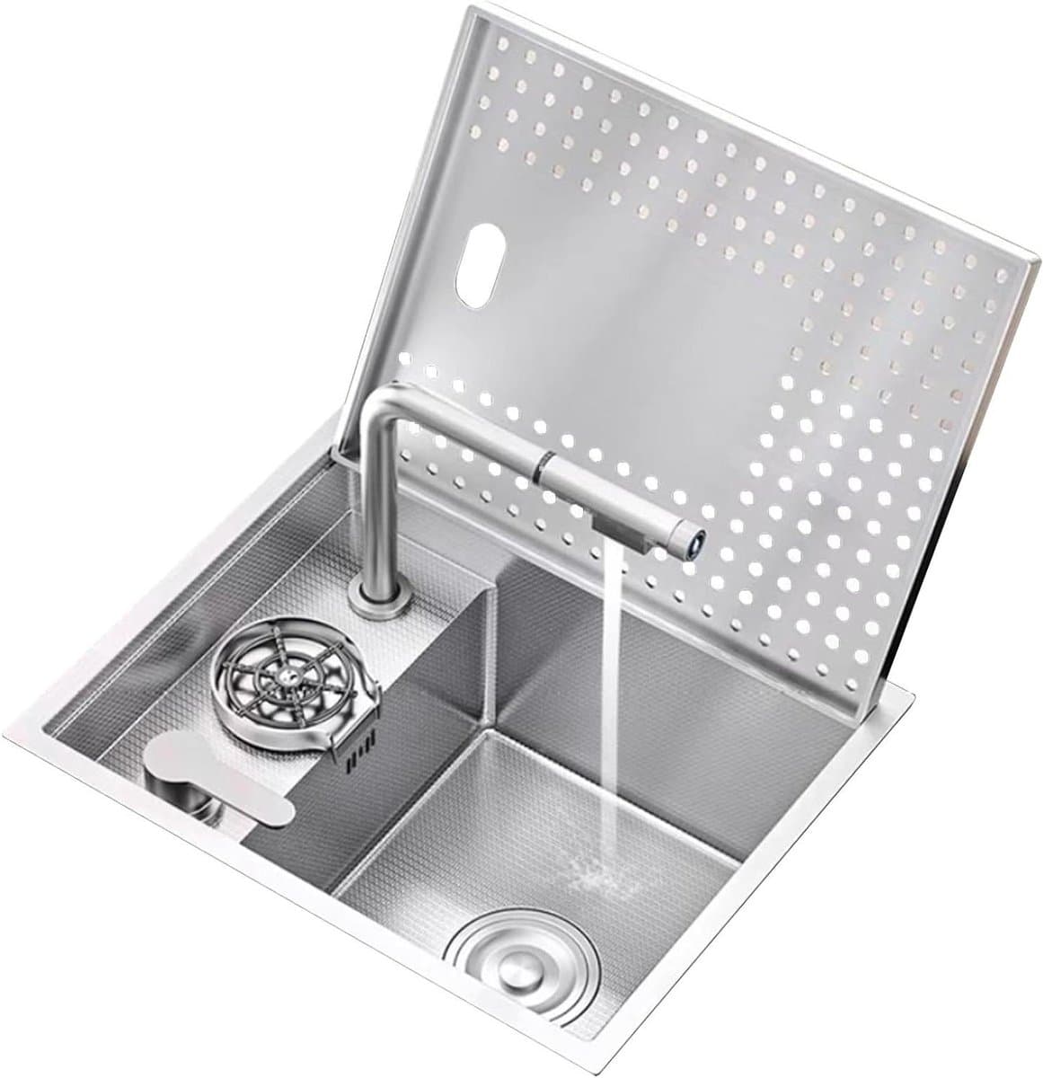 Mini Afwasbak - Compacte Wastafel - Ruimtebesparend Koken - Compleet Installatiepakket - 45x38x22cm - Zilver