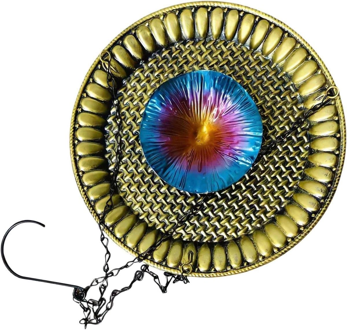 Vogelbad voor Buiten - Waterschaal Vogelvoeder - Vogels Voederen - Weerbestendig Metaal - 22 cm Diameter - Geel