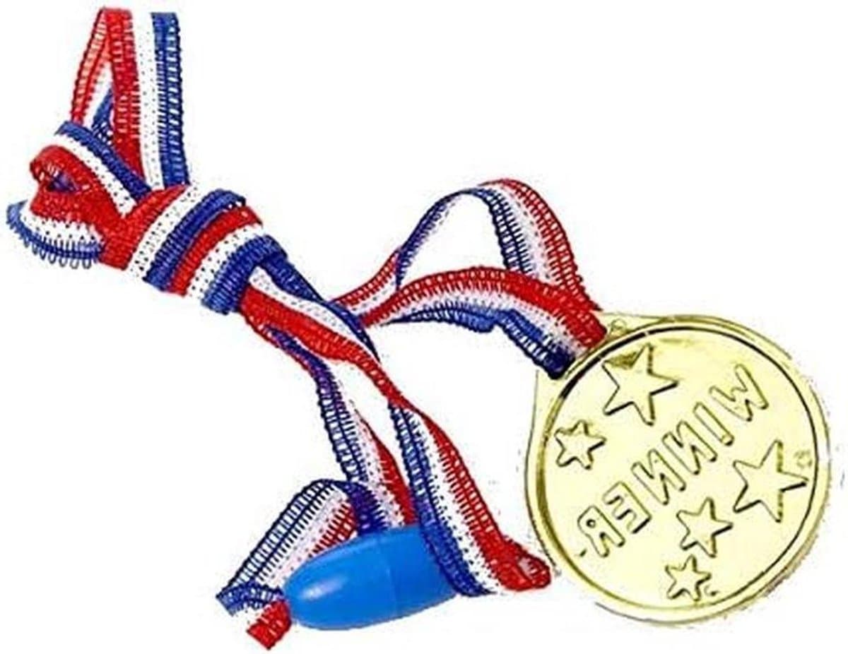 Gouden Medailles - Winnaars Trofee - Party Bag Vulling - Met Nekkoord - Doos van 120 - Goud