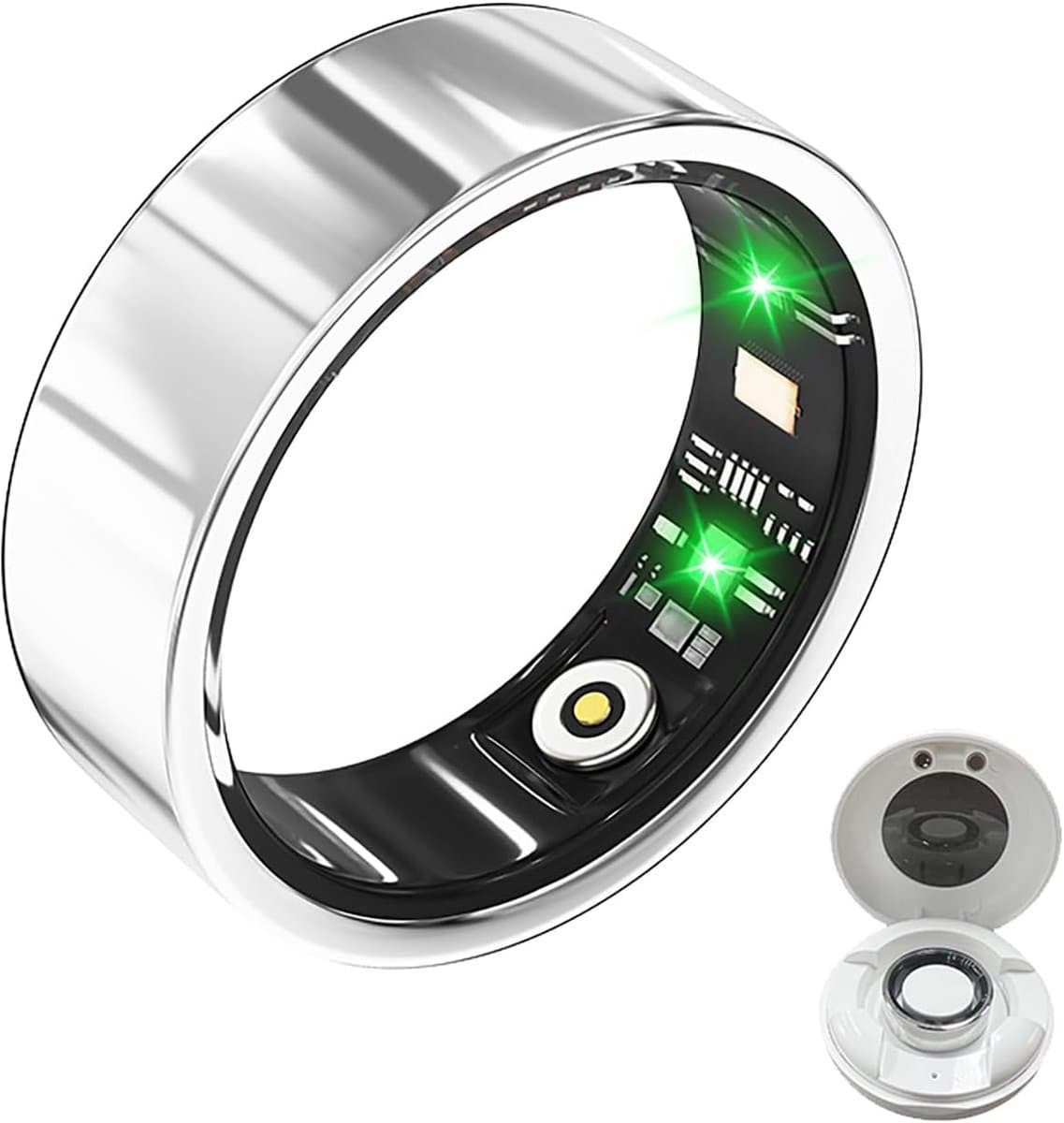Smart Ring voor Heren Vrouwen Fitness Tracker Ring met Hartslag/Bloed Zuurstof/Slaap/Sport/IP68 Waterdicht, geschikt voor iPhone & Android (Zilver, 11)