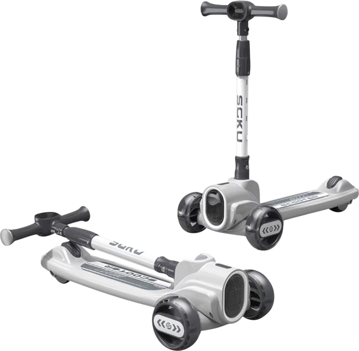 Scooter – Kinderstep Grijs – 3 Wielen – Met Muziek en LED Verlichting – Voor Kinderen 3-8 Jaar