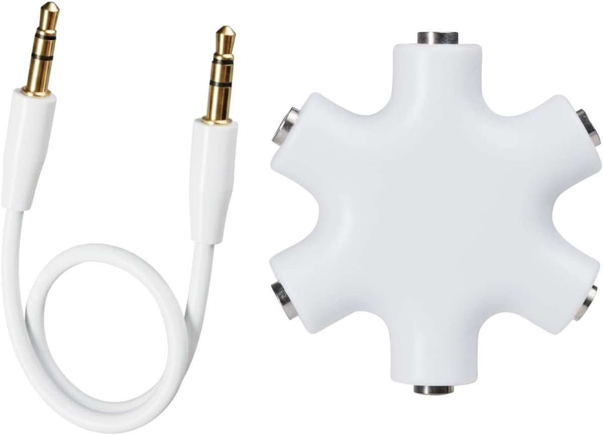 Audio Splitter 5-Jack 3.5mm - Y-Splitter Adapter voor Hoofdtelefoon, Laptop en Mobiele Telefoon met 23cm Kabel