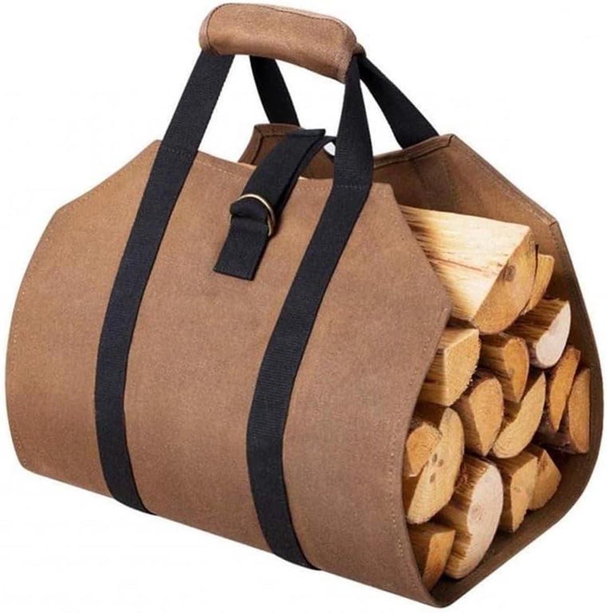 Brandhout Draagtas - Hout Opslag - Open Haard - Canvas Materiaal - Handige Formaat - Bruin