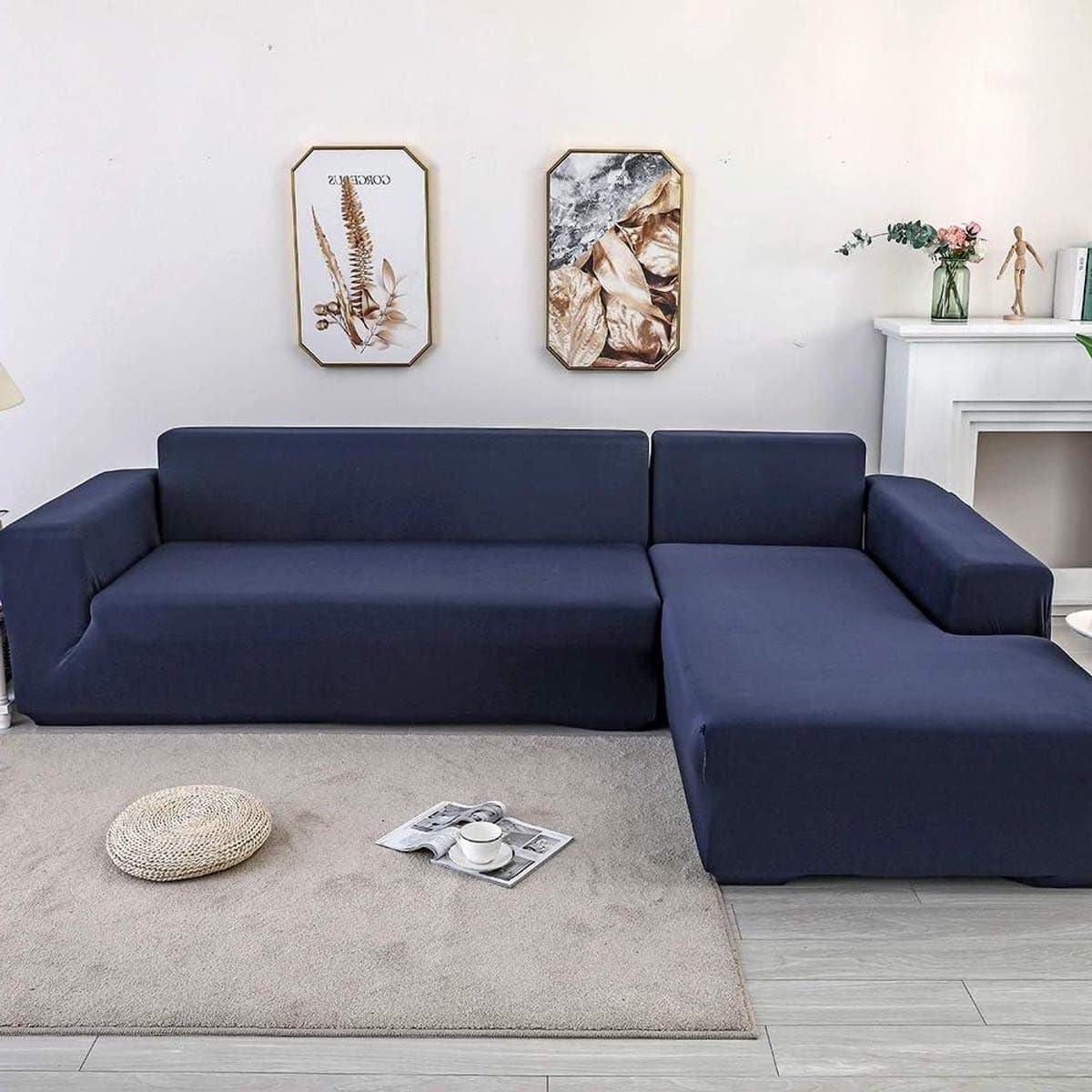 Bankhoes Stretch - Meubelbeschermer - Interieur Vernieuwen - Antislip - 4 Zits - Donkerblauw