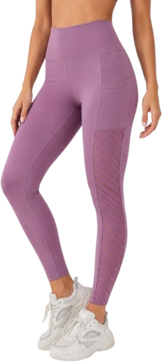 SparkNine Novawave sportlegging dames - squatproof - ademend - met zakken - XL - roze - mesh panelen - elastisch & stijvol
