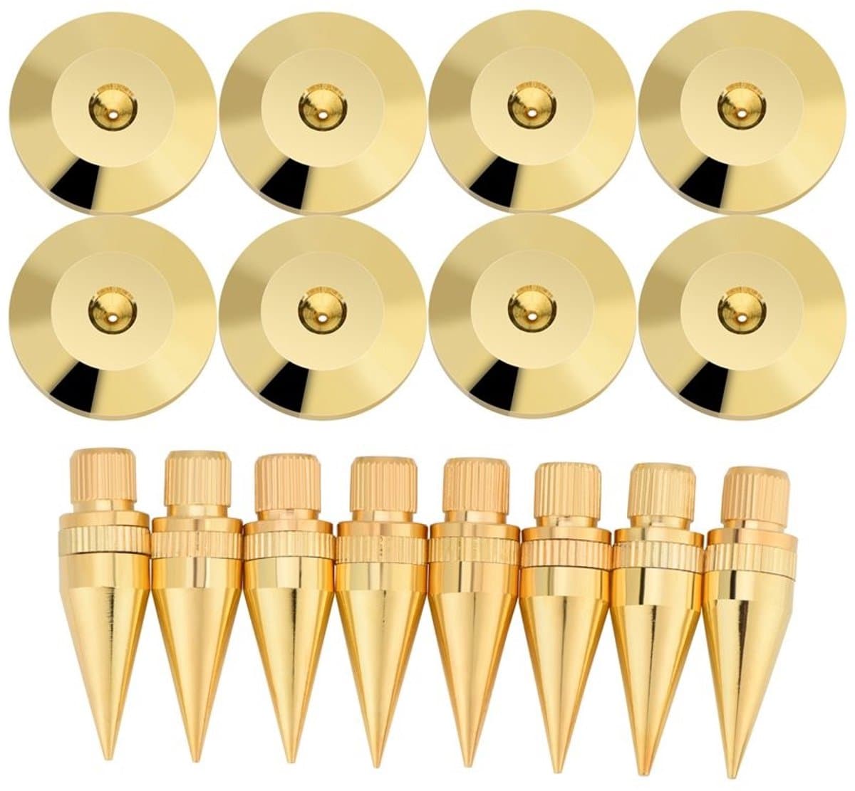 Shopcentral - Speaker Spike Golden Stand Voeten - Draaitafel Isolatie - Schokbestendige Voeten Mat - Goud - Premium Geluid - Ideaal voor Luidsprekers