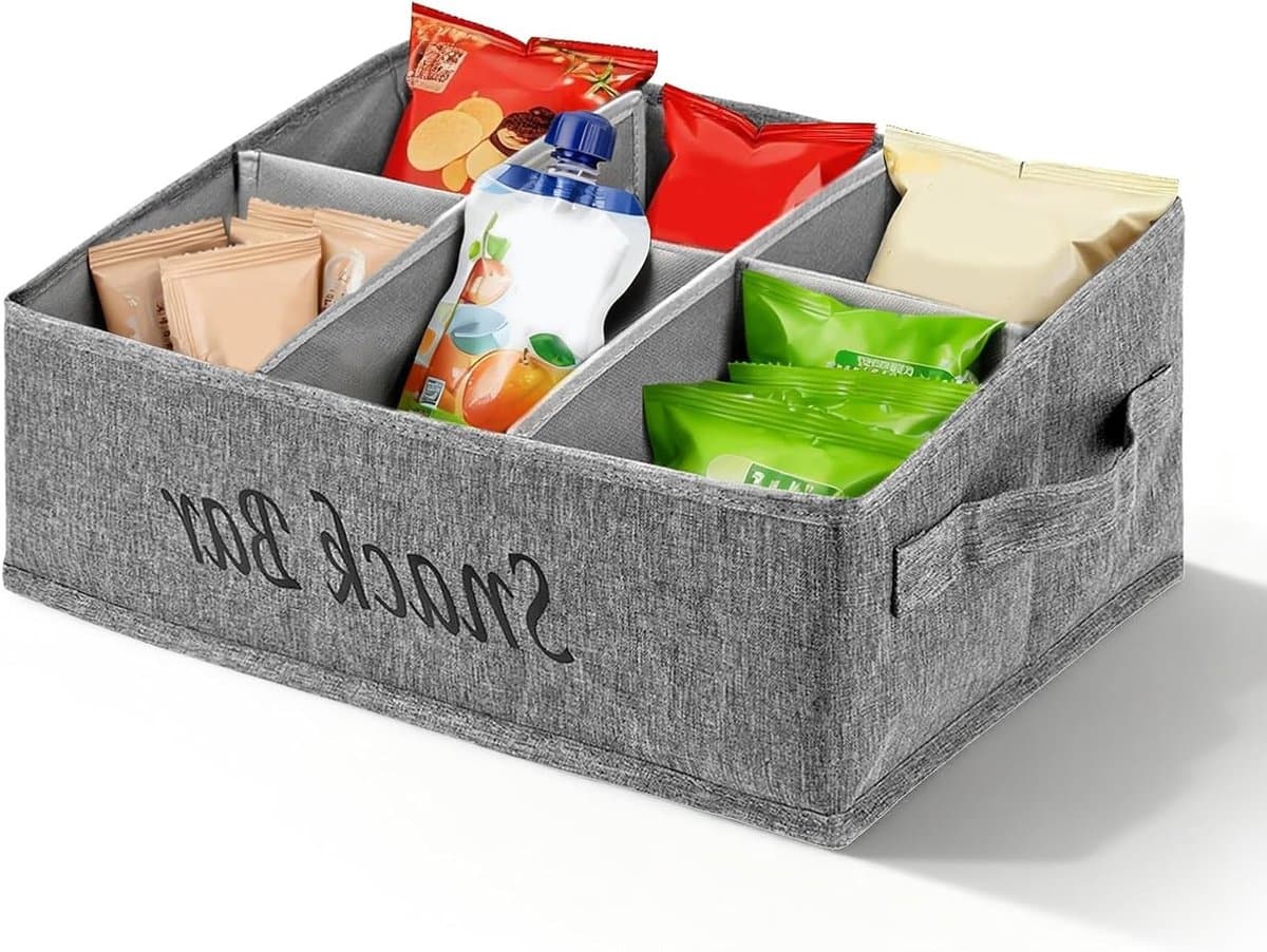 Opbergdoos voor de Keuken, Snack Organizer met Handvat, 6 Compartimenten voor Snackopslag, Ideaal voor Snoep en Tussendoortjes