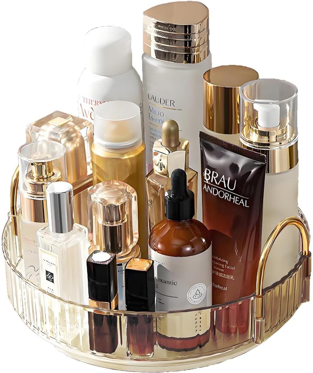 YOZHIQU Cosmetica Trays - 360° Draaibare Make-up Organizer - Grote Capaciteit met Antislip Onderkant - Geschikt voor Badkamer, Slaapkamer en Kaptafel - Kunststof - 23x23x10,5 cm
