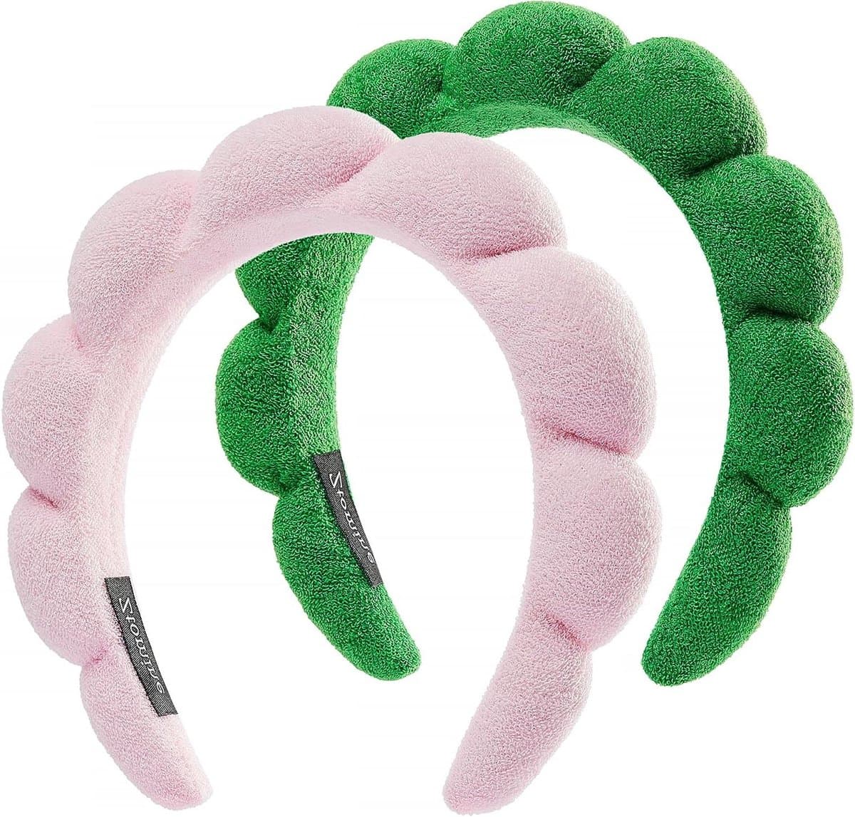 Spa Hoofdbanden Set - Make-up Hoofdband Gezicht - Gezicht Reinigen - Zachte Badstof - 2 stuks - Roze en Turquoise