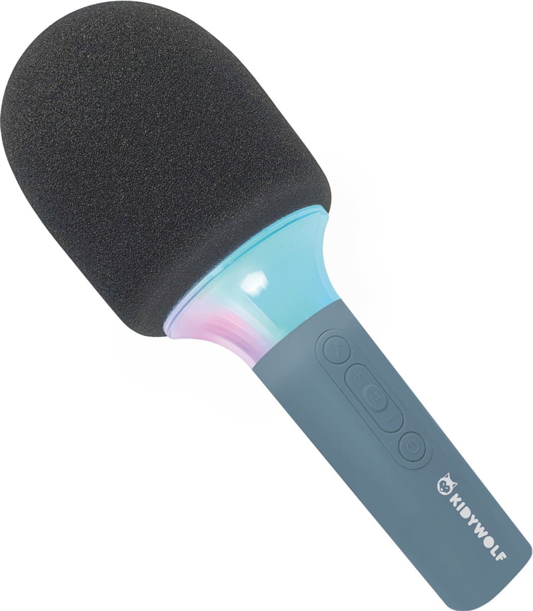 KIDYWOLF KIDYMIC Blauw – Draadloze Karaoke Microfoon voor Kinderen met Bluetooth, LED Lichteffecten & Stemvervorming