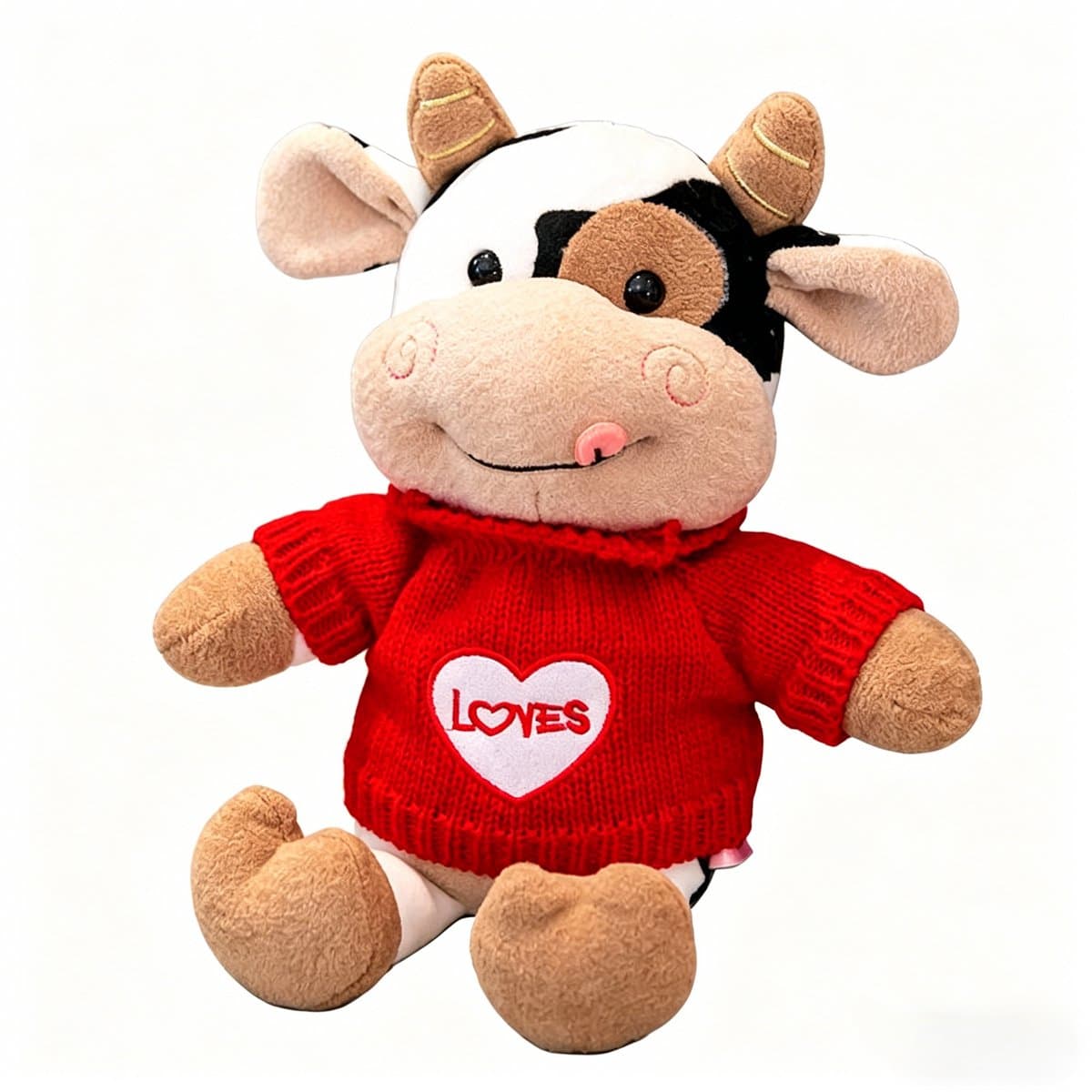 Kraftverdia Schattige Knuffel Koe Trui 30CM – Zachte Pluche Knuffel Koe – Schattige Dieren Knuffel – Cadeau voor Kinderen en Volwassenen