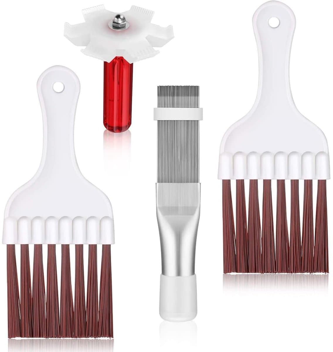 Dailygoods- Reinigingsset voor Wasdroger - 4 Stuks Reinigingsborstel - Vleugeldroger - Kam voor Radiator - Roestvrij Staal - Effectieve Reiniging