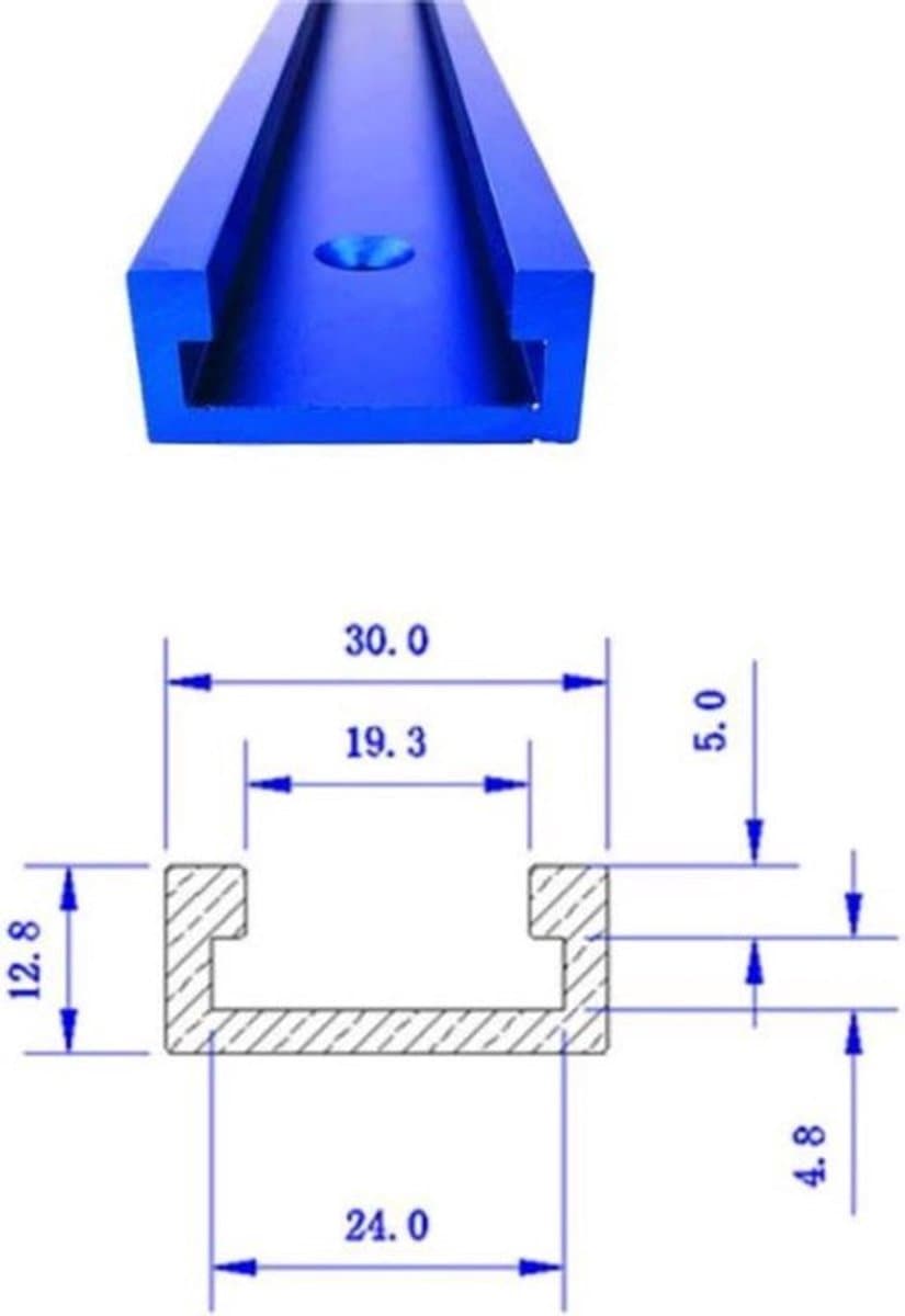 Aluminium T-Track T-Slot Mitre Track voor Tafelzaag en Router Tafel - 1220MM