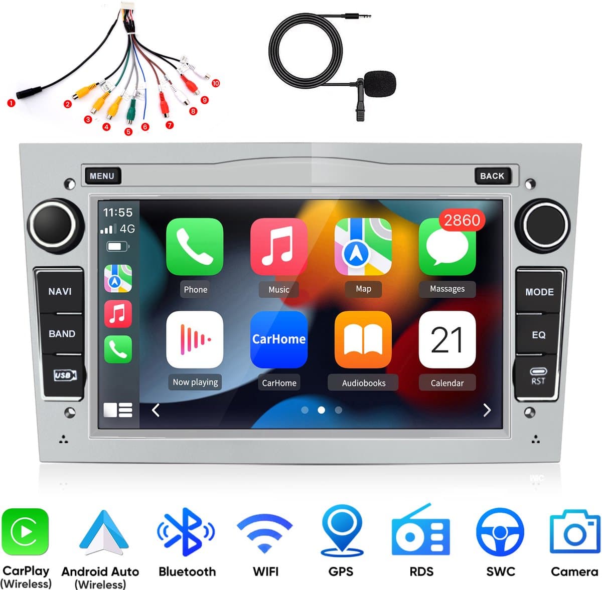 Junsun Plug & Play Android 15 Autoradio Geschikt Voor Opel Astra H Corsa C D Vectra C Zafira, Draadloze CarPlay & Andriod Auto, GPS Multimedia Navigatiesystem, Bluetooth, 7 inch HD Touchscreen, 2GB+64GB, WIFI, DSP, USB, DAB+, Quad-core processor