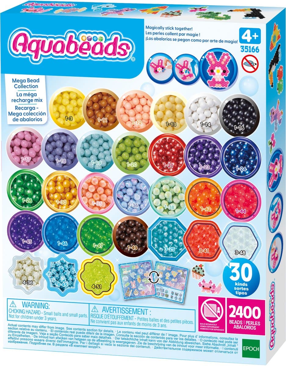 Aquabeads Navulling Mega Bead set- 2400 parels inclusief de nieuwe NEON parels