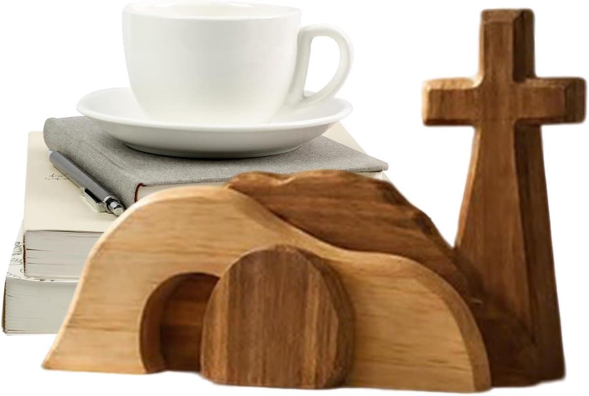 Houten Kerststal - Tafelversiering Religieus - Feestelijke Decoratie - Handgepolijste Details - 245 cm Lengte - Houtkleur