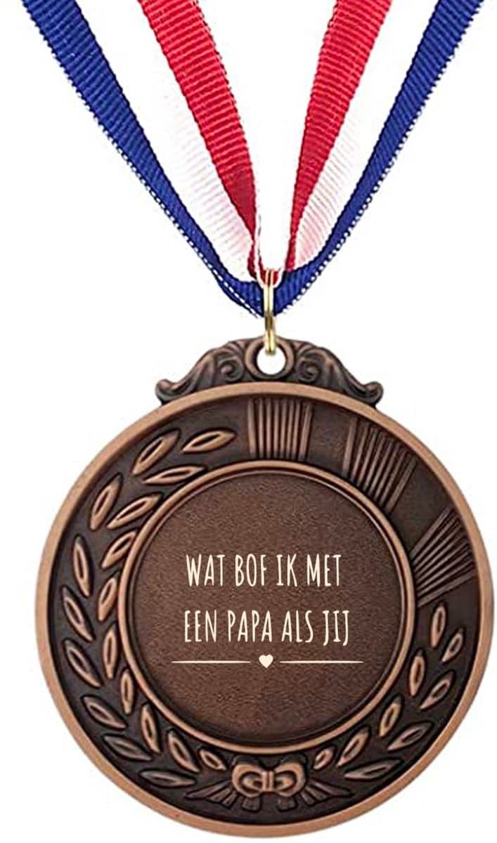 Akyol - wat bof ik met een papa als jij medaille bronskleuring - Papa - cadeau papa - leuk cadeau voor je papa om te geven - verjaardag papa