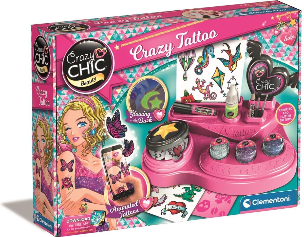 Clementoni Crazy Chic tijdelijke tattoo kit - meerkleurig