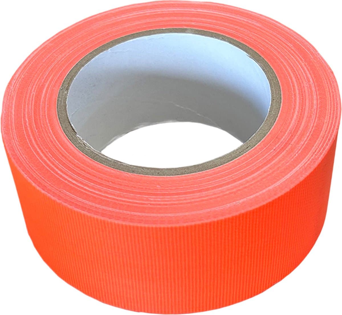Kortpack - Duct-Tape 50mm breed x 25mtr lang - Fluor Oranje - 1 rol - Met de Hand Scheurbaar - Licht op onder Black Light - Kerndiameter: 76mm - (021.0132)