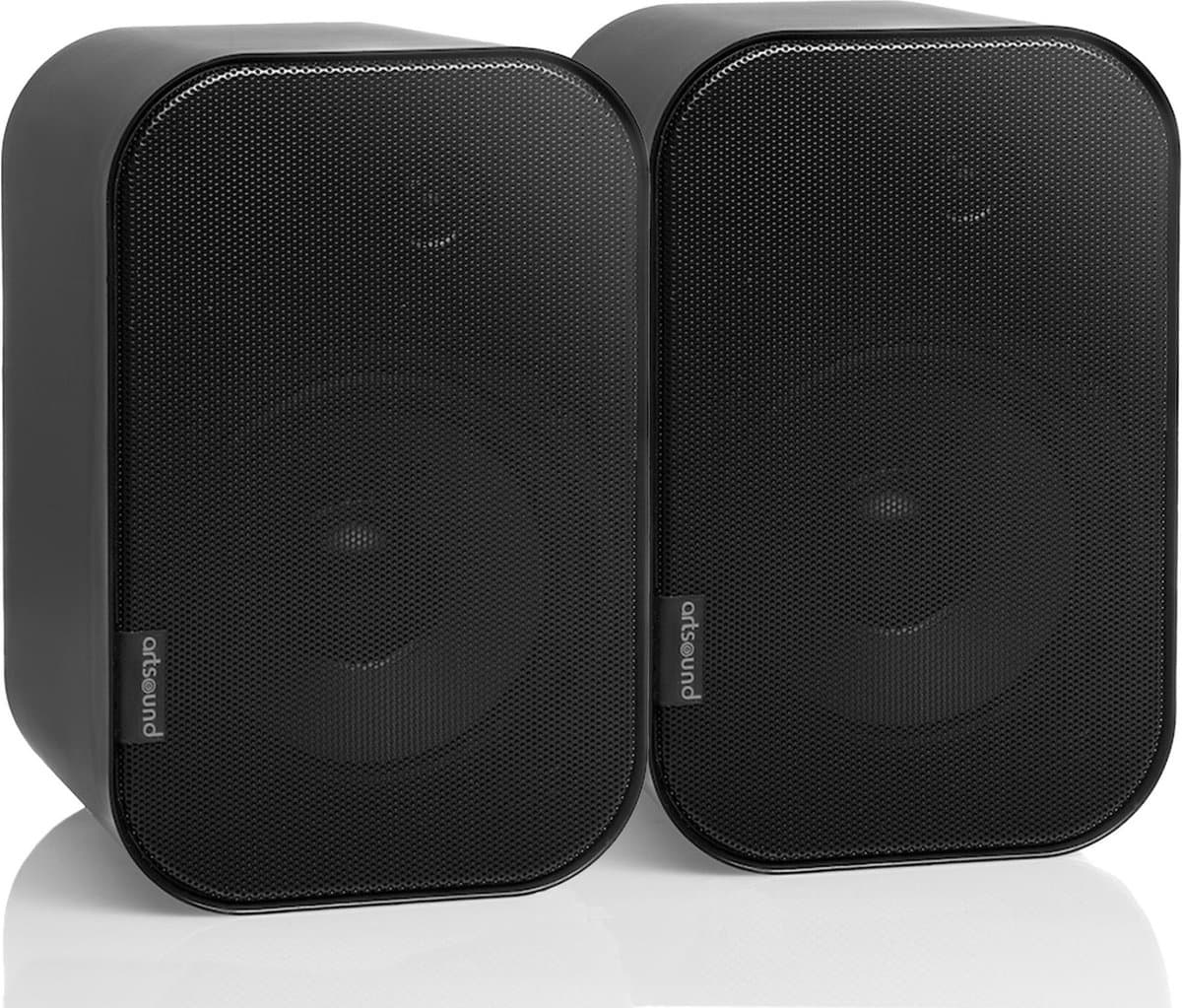 Artsound UNI30, Set van 2 passieve luidsprekers, 2-weg hifi luidspreker, 20-60 watt, muurbeugel met kogelgewricht, geschikt voor ruimtes tot 40 m² zoals keuken, café, magazijn, kleur: zwart