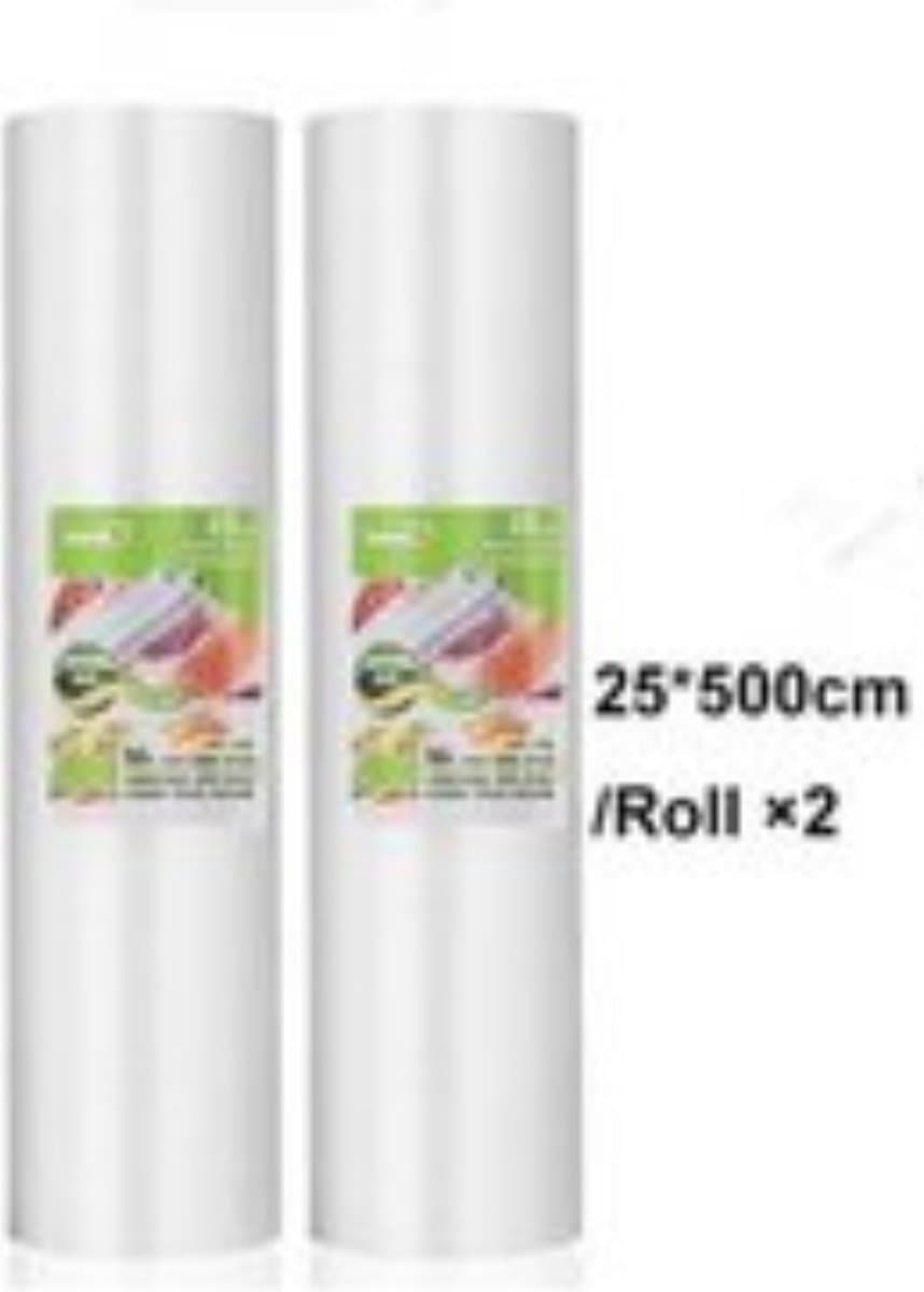Vacuümrollen - Vacuumzakken Voedsel - Vacuumfolie - 2 stuks - 25x500 cm - Incl. Mini Sealer cadeau