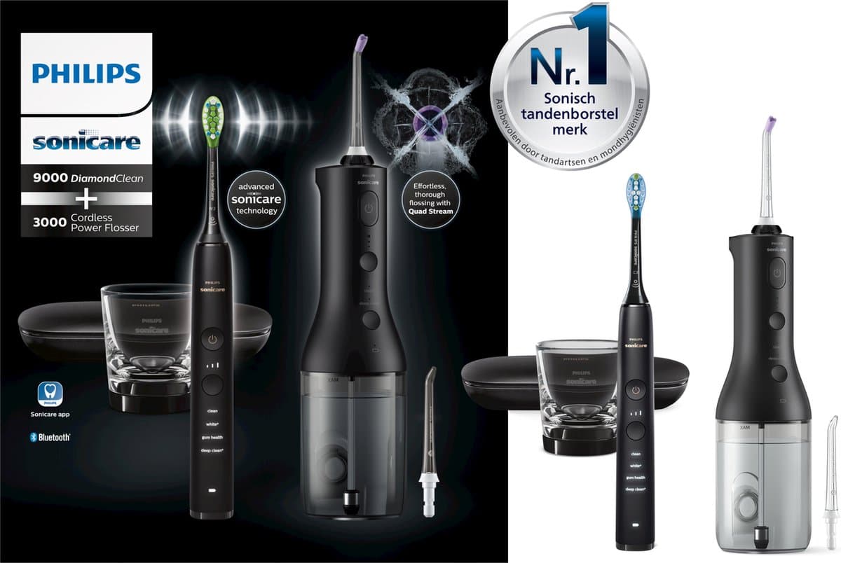 Philips Sonicare DiamondClean 9000 HX3886/43 + Power Flosser Zwart