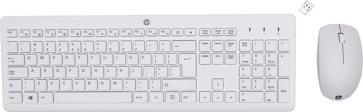 HP 230 Draadloos Toetsenbord en Muis Wit QWERTY