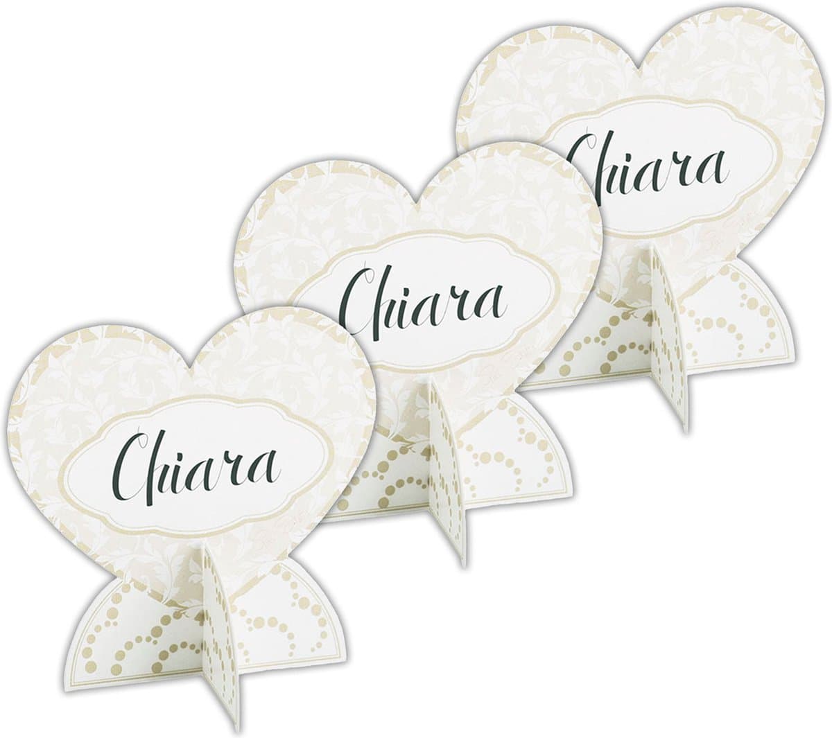 Givi Italia naamkaartjes/plaatskaartjes - bruiloft - ivoor - 3D - hart - 30x stuks - 6.5 x 5 cm