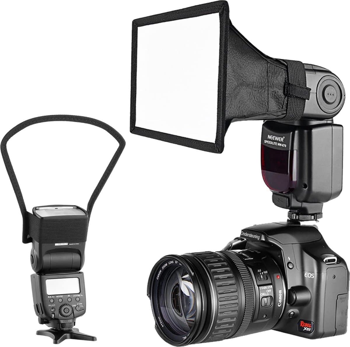 Speedlite Flits Softbox en Reflector Diffuser Kit - Voor Canon Nikon en andere DSLR camera flitsers - Neewer TT560 TT850 TT860 NW561 NW670 VK750II flitsers - X01NSK164