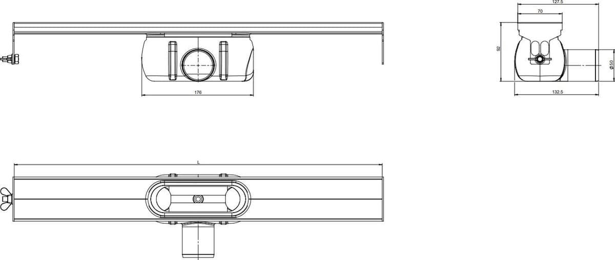 ACO ShowerDrain C douchegoot 685mm zonder flens 50mm stankslot