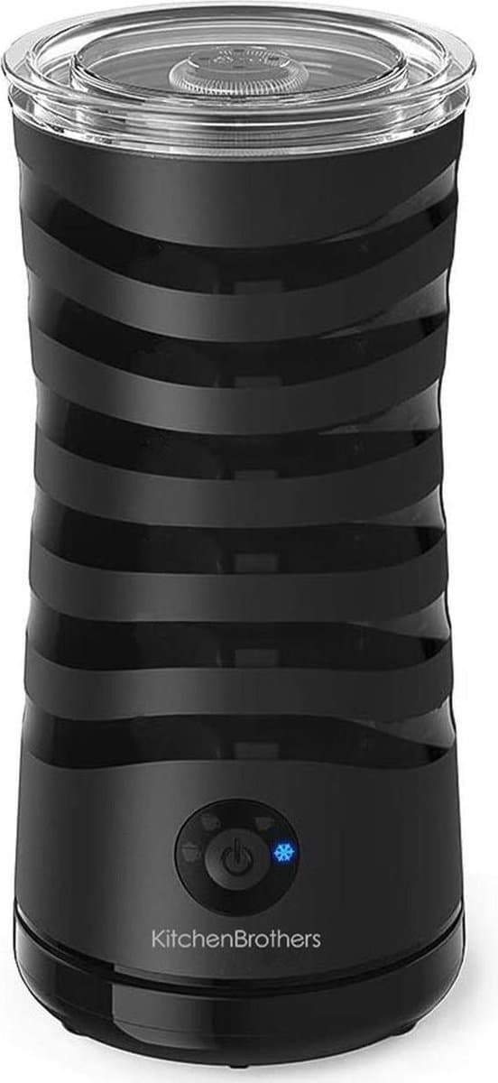 KitchenBrothers Elektrische Melkopschuimer - 4-in-1 - BPA- & PFAS-Vrij - Melkklopper - 240 ML - Handige Melkschuimer - Zwart