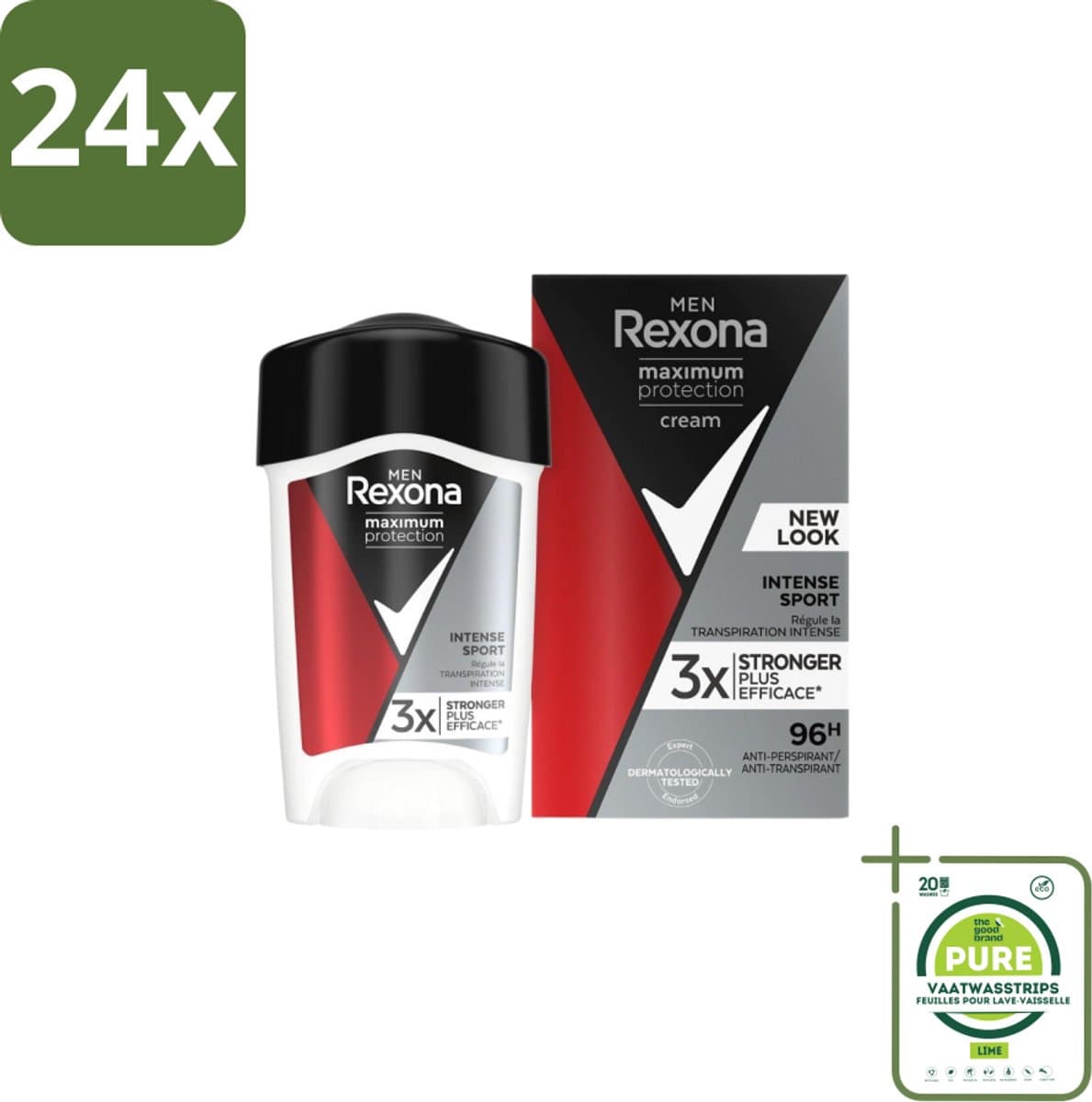 Rexona Men – Anti-Transpirant Stick – Maximum Protection Intense Sport – 45 ml - Voordeelverpakking - 24 stuks - Zweetbescherming - Sportieve geur
