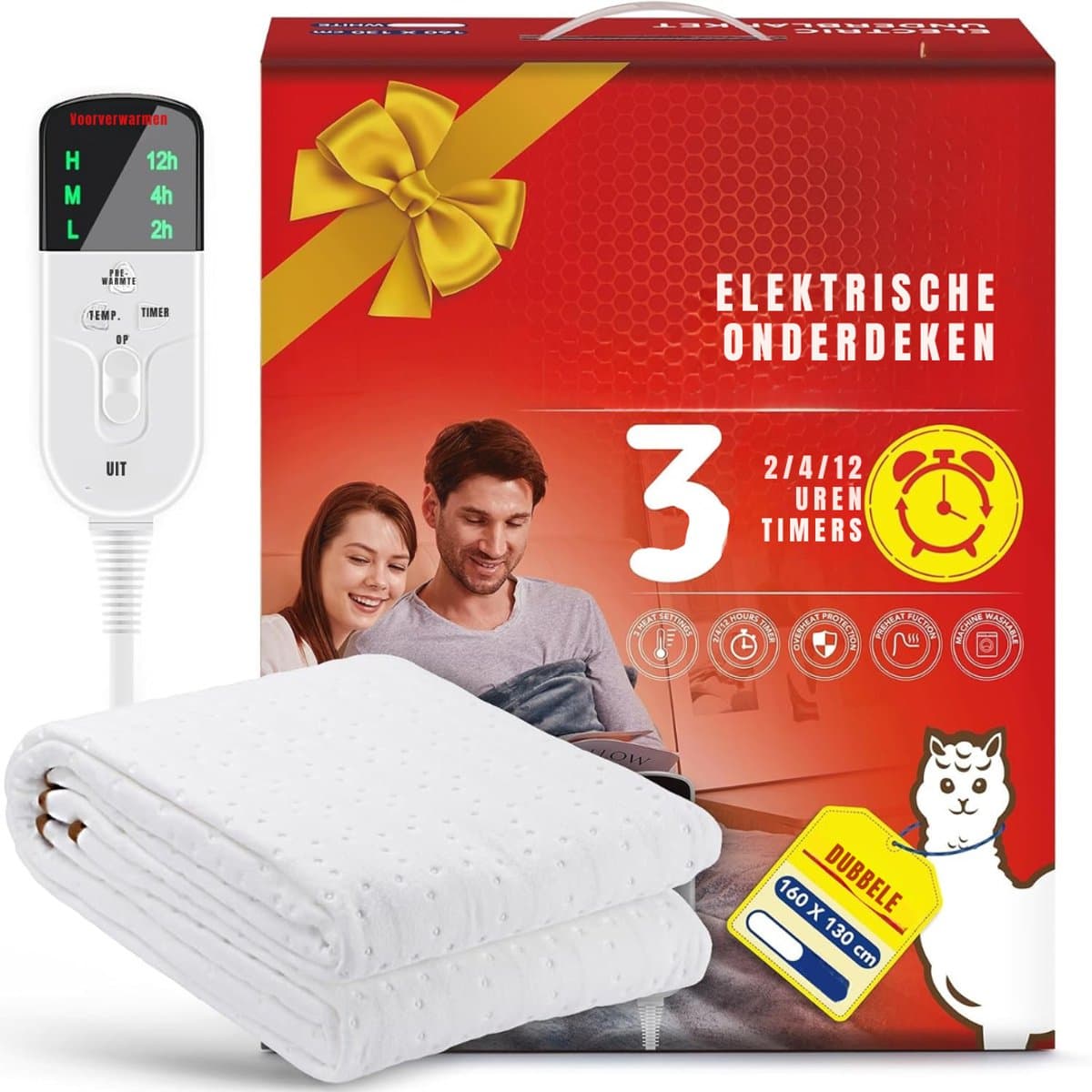 Core® Elektrische onderdeken - Onderdeken - Elektrische onderdeken 1 persoons - Wit- ‎160cm x 130cm x 2cm