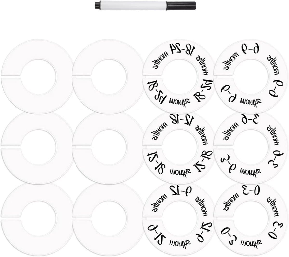 Maatscheiders voor baby's - 12 stuks - kledingmaatscheiding - garderobetassenverdeler met markeerstift - kledingwinkel accessoires