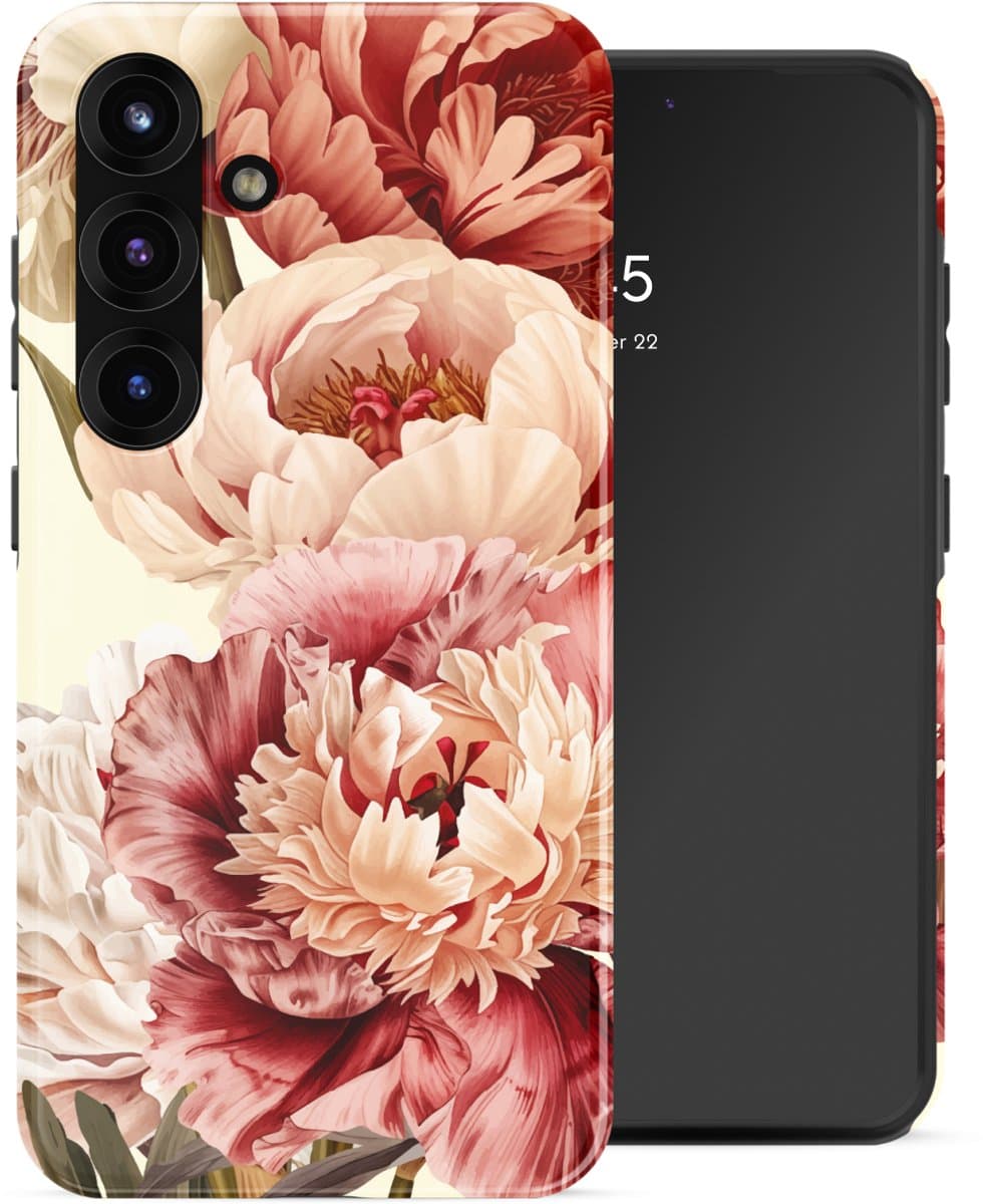 Selencia Hoesje - Geschikt voor Samsung Galaxy S25 - Backcover met Magnetische Ring - Vintage Peony