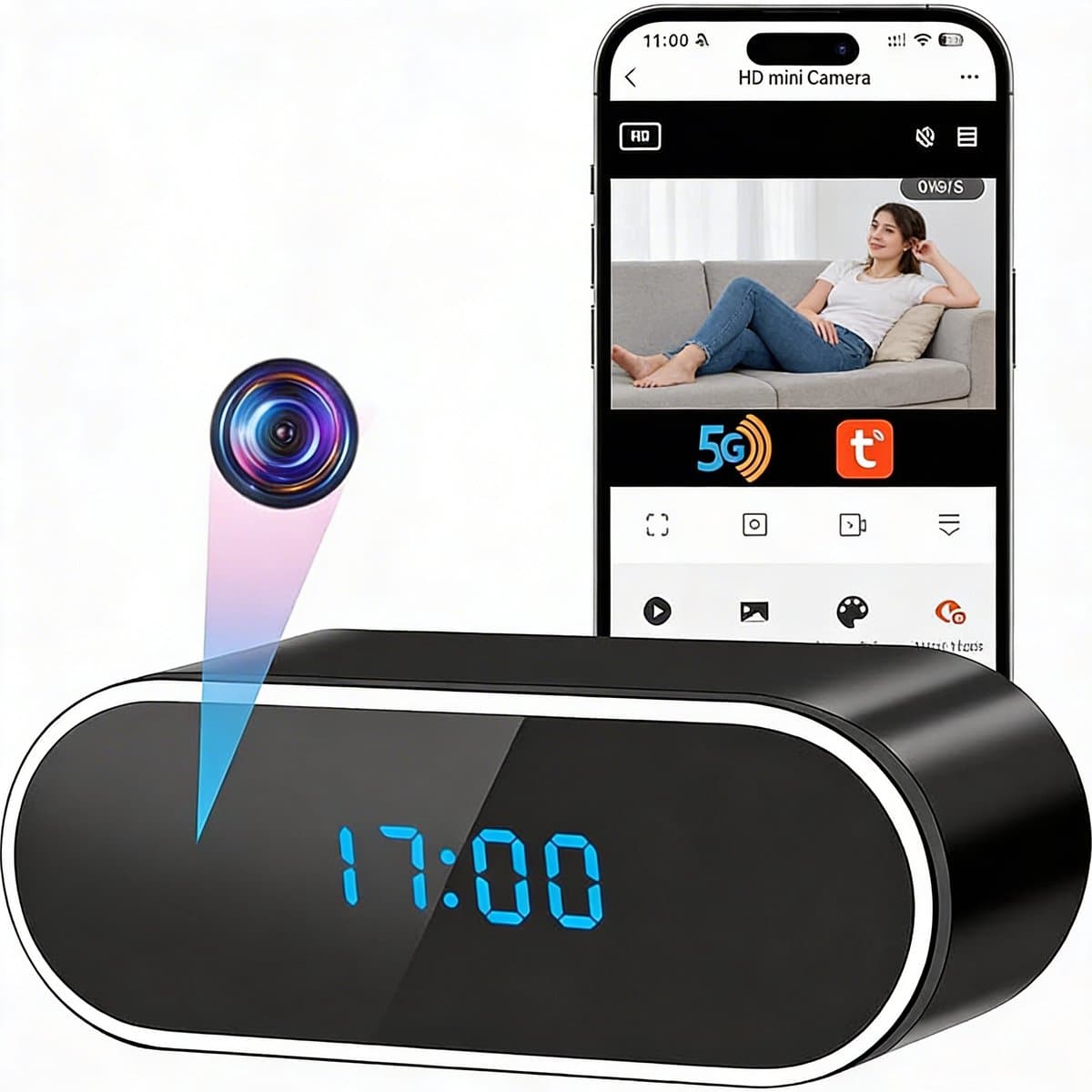 Spy Camera Klok Slimme 24/7 Huisbeveiliging – Verborgen WiFi Spionage Camera Met Bewegingsdetectie HD Nachtzicht – Compact Design Met Live View & App Meldingen