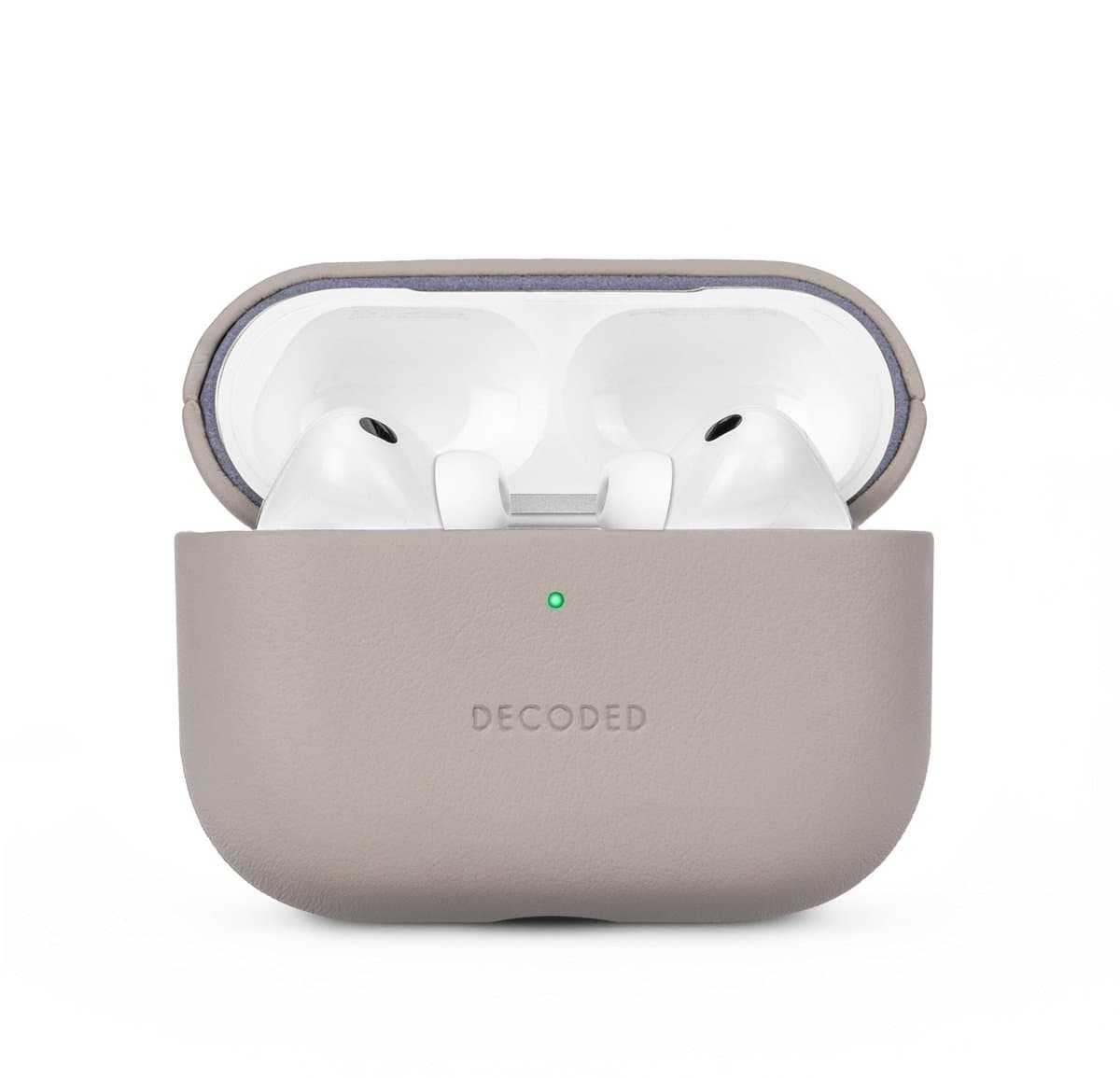 DECODED Leren Hoesje voor AirPods Pro 3 - Airpods Pro 3 Case - Premium ECCO-leer - Geschikt voor Magsafe - Draadloos Oplaadbaar - Indicatie Lampje - Krasbestendig - Beige