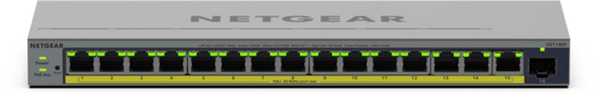 NETGEAR GS116EP - Netwerk Switch - Smart Managed - 1 Gpbs - 16 poorten
