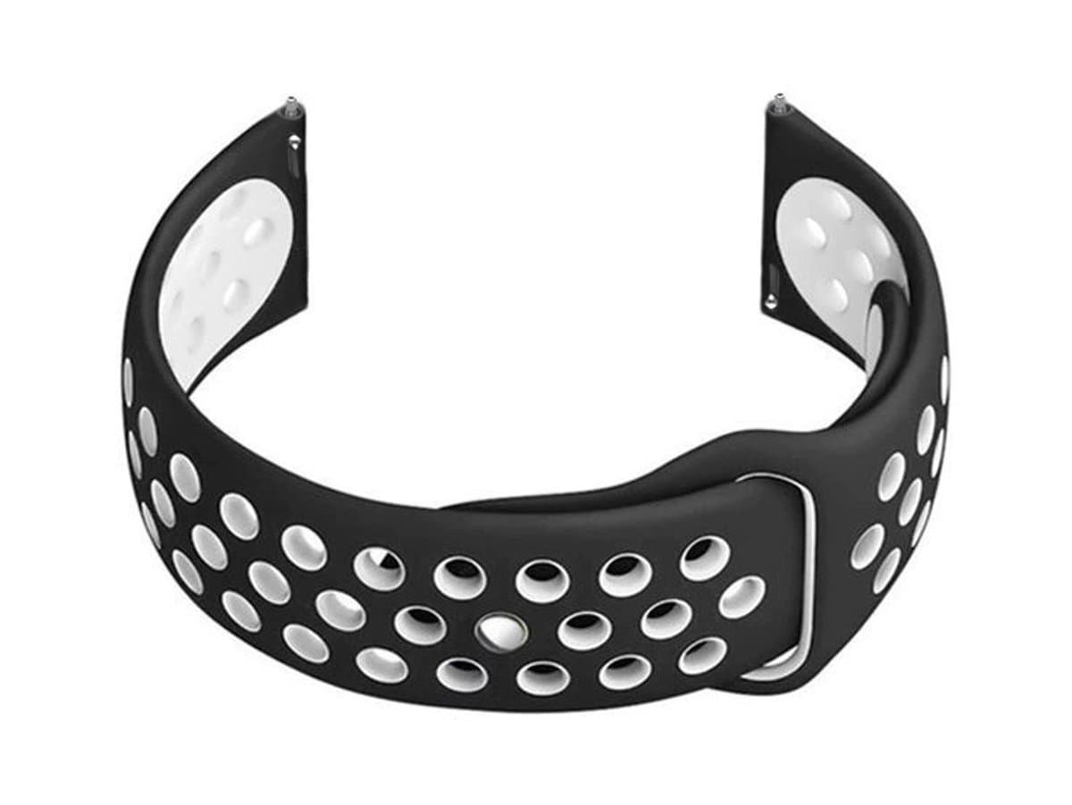 Pacific - Smartwatch Horlogeband - Rubber - Zwart/Wit - 20mm