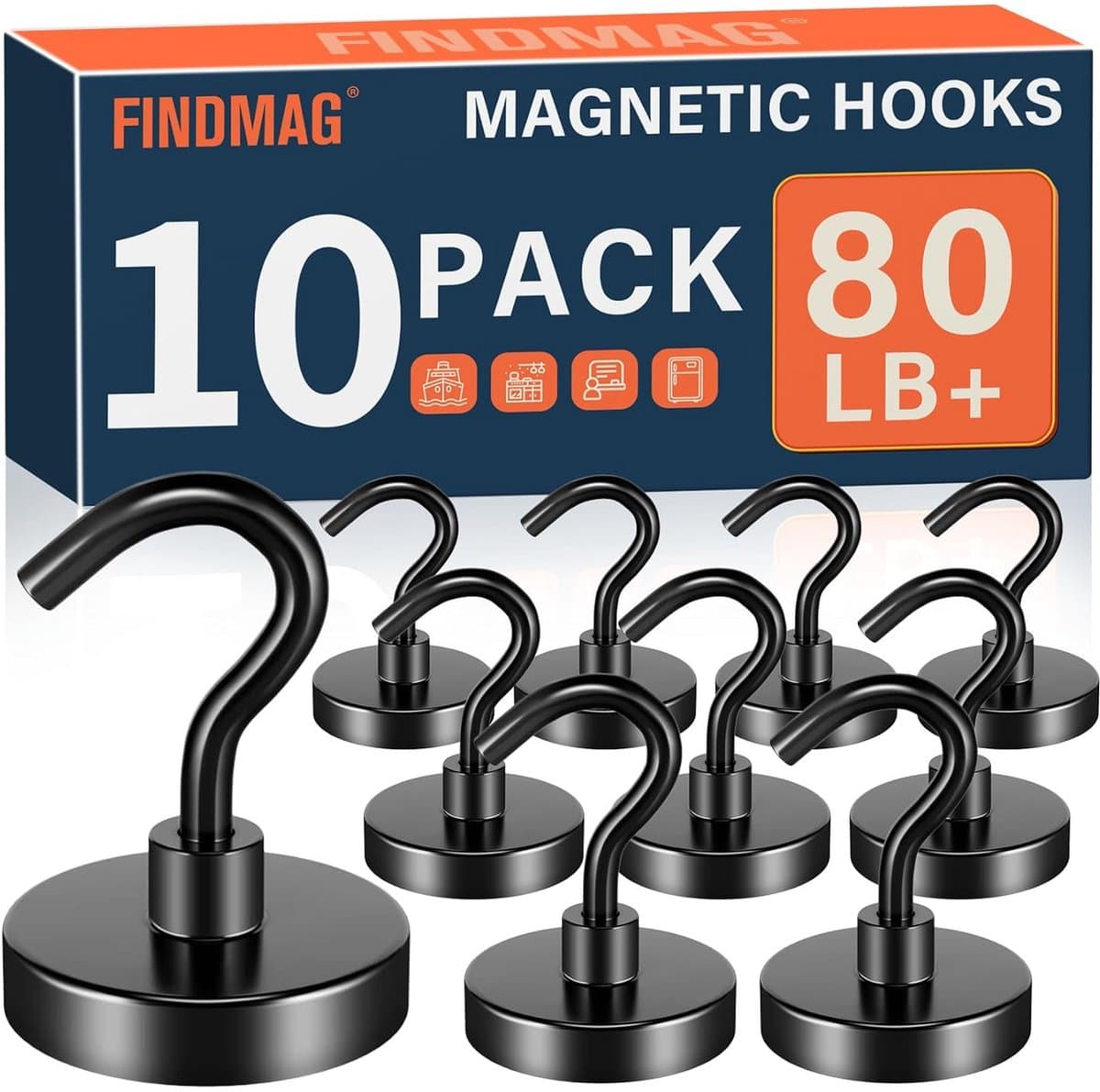 Extra Sterke Magnetische Haken Set van 10 - Neodymium Haken voor Koelkast en Ophangen