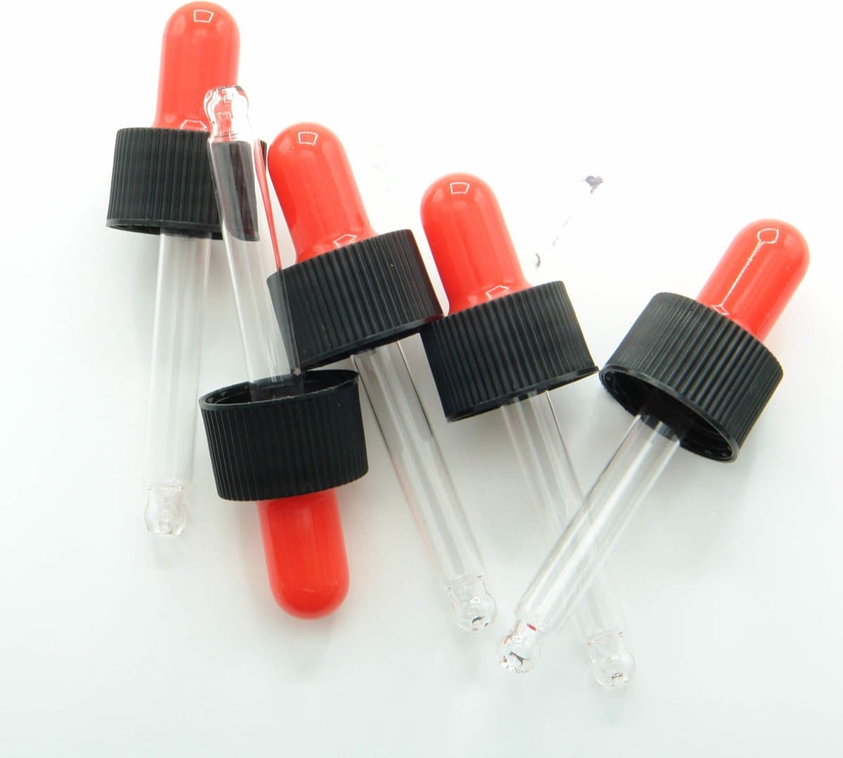 Losse Pipetjes Glas 10 stuks - Glazen Pipetjes Geschikt Voor 10ml Flesjes - Rood en Zwart