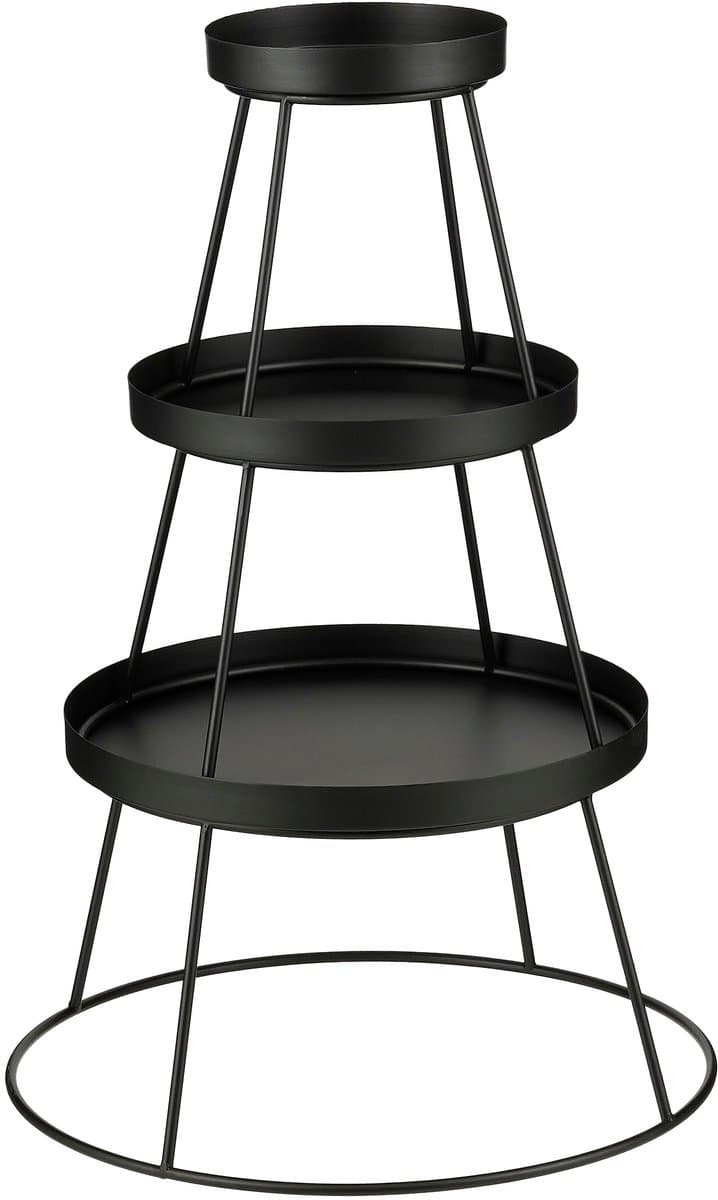Mica Decorations Zwarte 3 laags Etagere – 40 x 40 x 74 cm