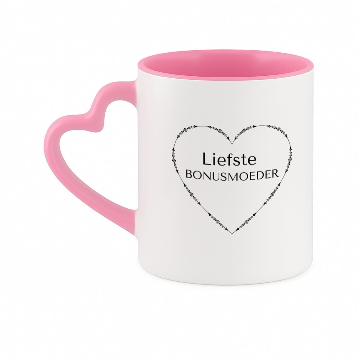 Hacebo® - liefste bonusmoeder koffiebeker met hart oor roze - Mama - de liefste bonusmoeder - thee mok - koffie beker - Moeder cadeautjes - moederdag - verjaardag - geschenk - kado - moeder artikelen - koffiemok - 330 ML