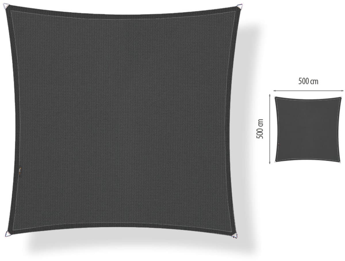 Shadow Comfort® Vierkantige schaduwdoek - UV Bestendig - Schaduwdoek vierkant - Zonnedoek - 500 x 500 CM - Carbon Black