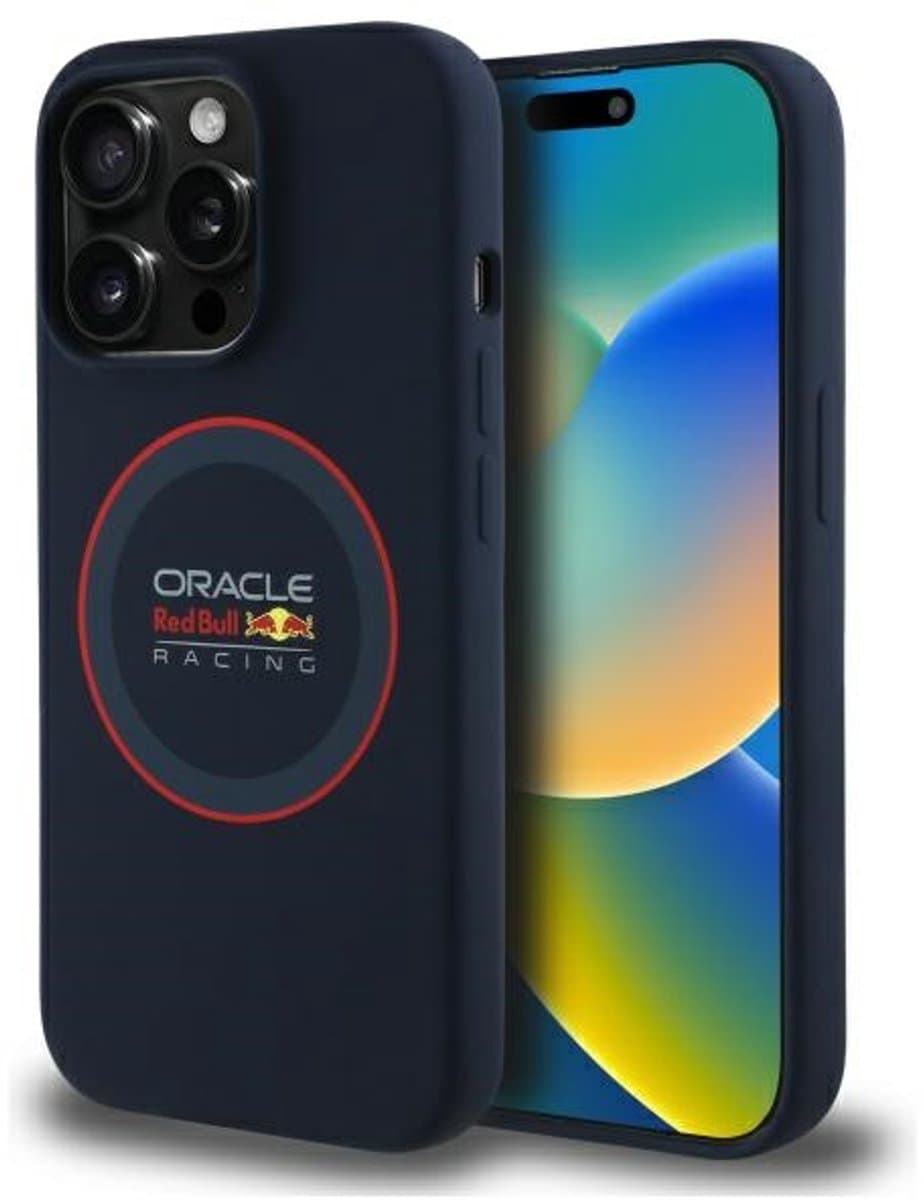 Red Bull Racing Silicone Red Ring Back Cover hoesje met MagSafe voor Apple iPhone 14 Pro - Donkerblauw