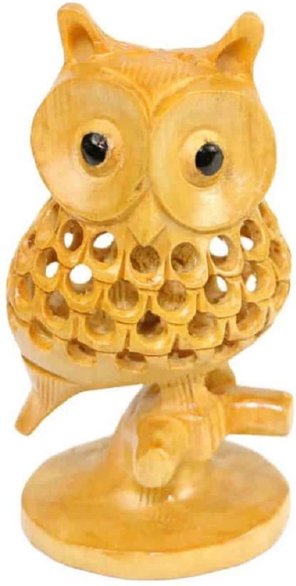Beeld hout - uil - Hout - Bruin - 10x5x5 cm - Fairtrade - Sarana