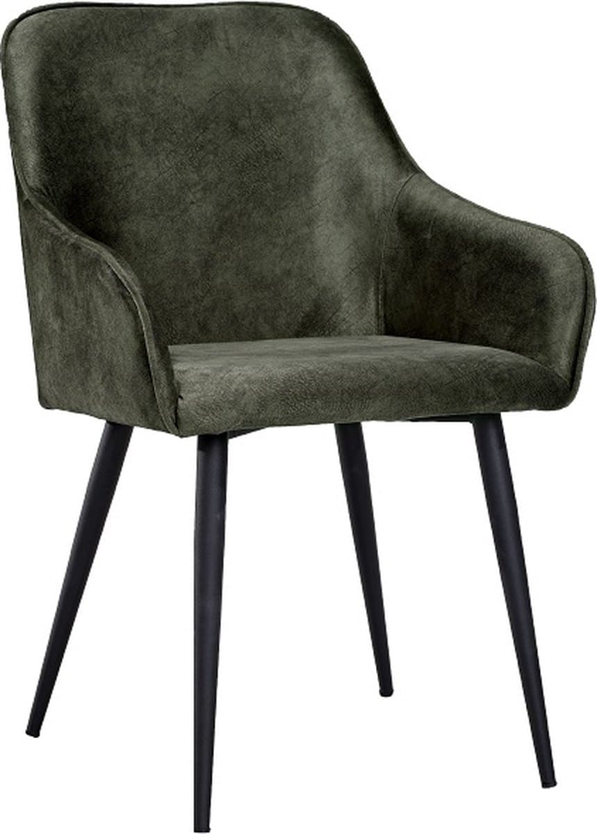 Soph & Tess - Florence Eetkamerstoel - Groen - Set van 4 - Fluweel - Velvet - Industrieel - Met armleuning - Easy Clean Stoffen