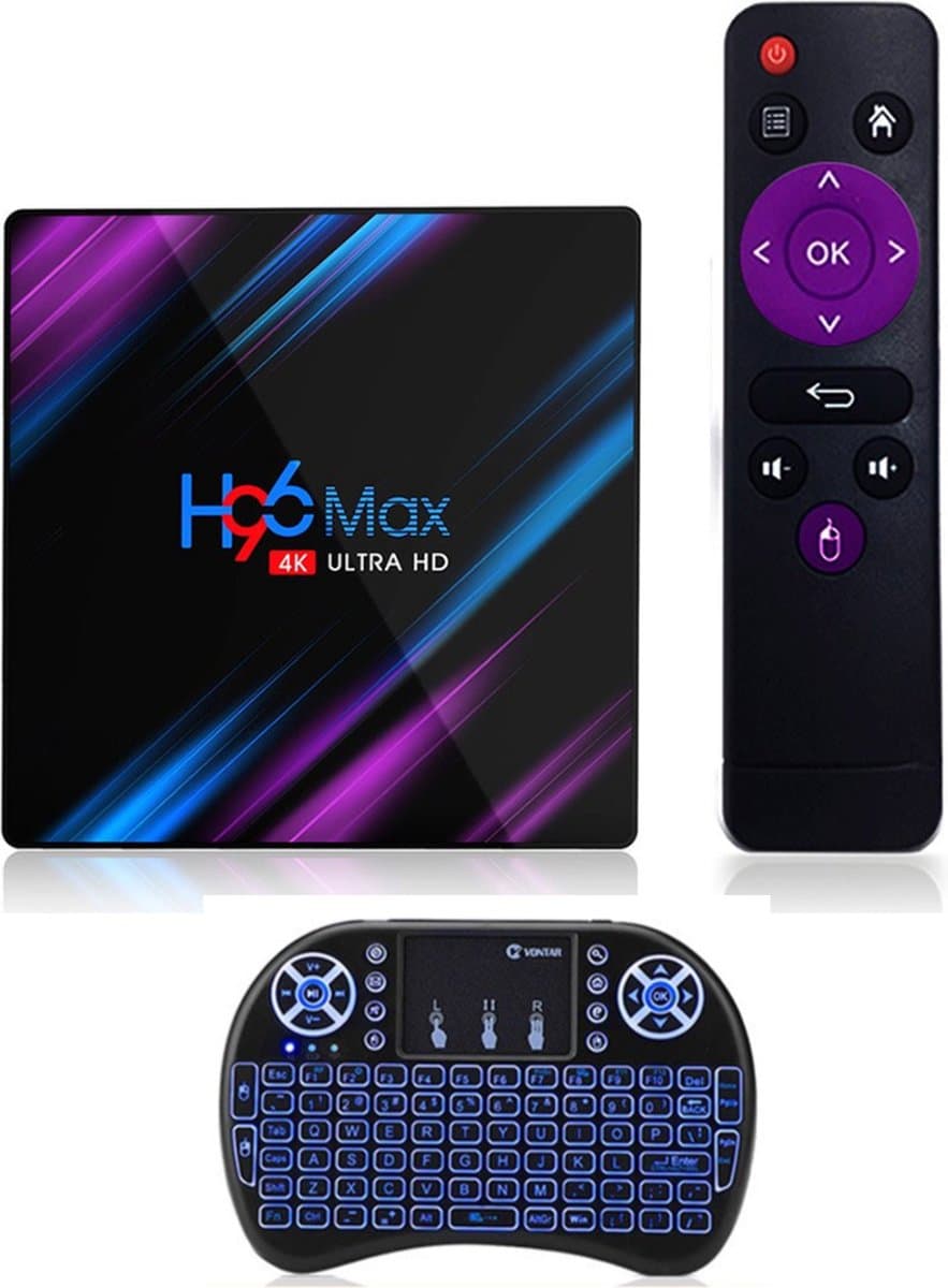 Bolture IPTV Set Top Box - Android TV Box - IPTV Ontvanger - Mediabox voor TV - Inclusief Toetsenbord en 2GB + 16GB SD Kaart