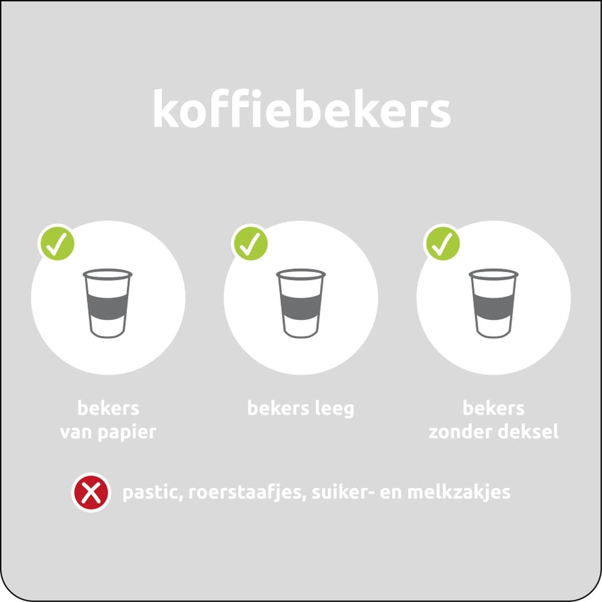 Koffiebekers afval sticker 300 x 300 mm